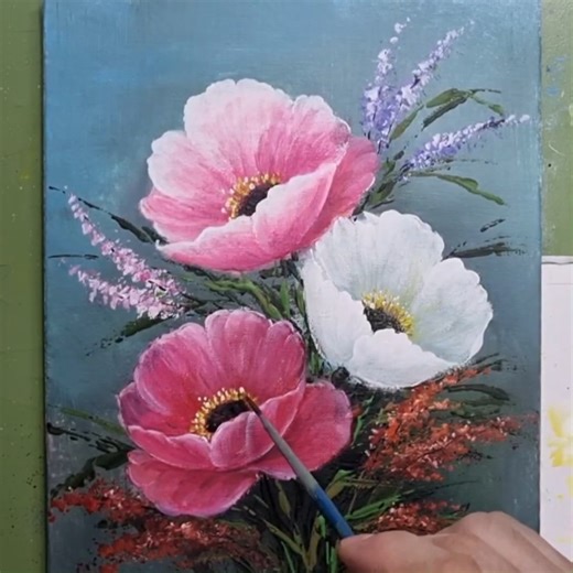 43K views · 1.1K reactions | Easy Poppy Drawing Acrylic Painting #artwork #AcrylicPaintingForBeginners #flowers #Artwork #PaintingForBeginners | Zil Acrylic Painting | Facebook