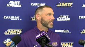 Special Teams Coordinator Drew Canan met with the media on Aug. 13 during the team's annual media day. | JMU Football