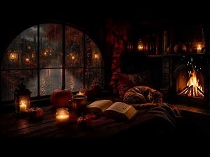🔥🍂 Silent Autumn Evening by the Window | Gentle Rain & Fireplace Sounds for Sleep, Relax