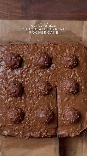 Rich, nutty, moist Chocolate ferrero rocher cake🤤#baking #chocolate #ferrerorochercake #fyp #viral