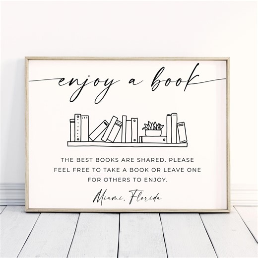 Editable Airbnb Library Sign, Book Sharing Template, Airbnb Library Sign, Book Exchange for Lending Library, Downloadable, Canva Template - Etsy