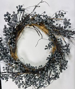 12” Blueberry Wreath With Twigs | Rustic Farmhouse Berry Grapevine Wreath | Winter Door Decor - Etsy