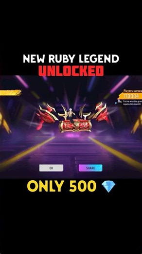 Ruby Legend Unlocked Only 500 Diamonds | Garena Free Fire