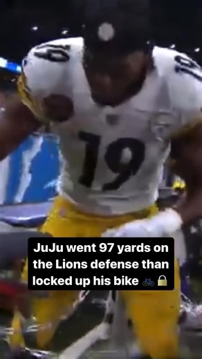 John Mair on Instagram: "Former @steelers WR @juju made sure to lock up the bike after his got stolen when he went 97 yards for a TD on the Lions defense 🤣🚴. (via @nfl )"