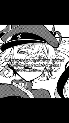 #bsd #fandom #bungoustraydogs #terukookura #hottake I could ramble so much about Teruko, do you expect a girl who has been weaponized her entire life to know how to feel properly ? Of course she obsesses over the main that “saved “ her , of course she’s cruel and violent she grew up on WAR and only knows that. Her dependency on fukuchi is a direct result of her trauma, you can’t force human logic onto somebody who has never been allowed to be human.