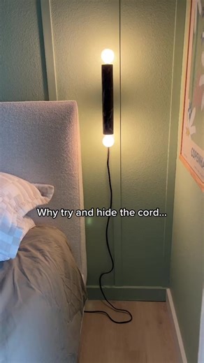 from simple to STUNNING. Give me all the squiggle cords! I used heavy duty double sided tape on the cord and just stuck it to the wall #diy #lights #sconce #diyer | Perkins On Parkway