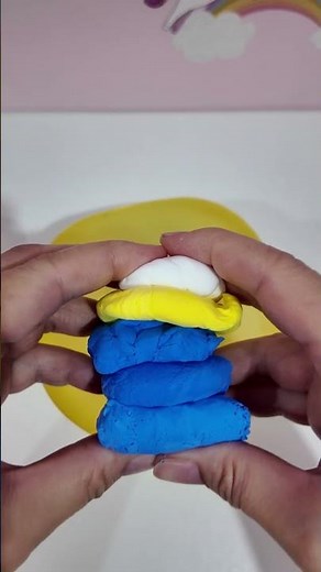 Fluffy Slime no glue, no activator 💚💙💛 #idebermainanak #tutorialslime #slime #fluffyslime #clay