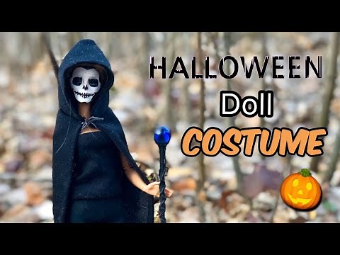 DIY SPOOKY Doll HALLOWEEN Costume! Cloak, Sceptre + Skull Face Paint!💀🎃👻