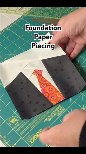 Foundation paper pieced suit and tie for a new quilt top #fpp #quilting