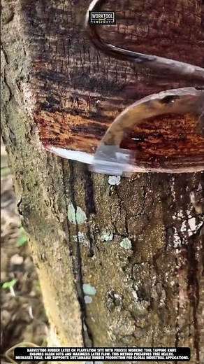 Harvesting rubber latex on plantation site with precise working tool tapping knife