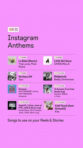 Instagram’s @Creators on Instagram: "New Instagram Anthems are in! 🪄 Add these new and trending songs to your reels and stories. Watch our stories to hear them come to life!"