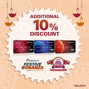 108K views · 44 shares | ✨Shop with your ICICI Bank Credit & Debit Cards at the Amazon Great Indian Festival and add an extra 10% instant discount to your cart! Get 5000+ offers on Cards, EMIs, Loans at the ICICI Bank Festive Bonanza and make your celebration special! https://www.icicibank.com/offers/amazon-festival-offer.page | ICICI Bank | Facebook