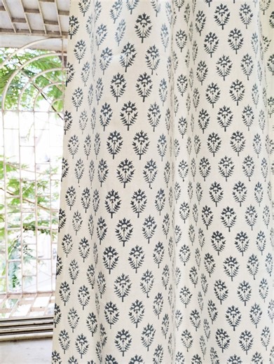 Hand Block Print Cotton Canvas Curtains, Semi Blackout Drapes With Minimilstic Mordern Desgin - Etsy