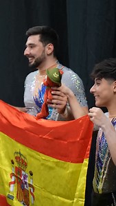 Focused gymnasts, focused coach 🟰 Jose Moreno and Juan Daniel Molinan were in perfect synchronicity together at the 2025 Acrobatic Europeans as the took home two titles #Gymnastics | #AcrobaticGymnastics | European Gymnastics