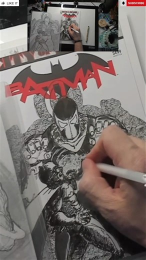 Bane vs Batman Cover Pencils, Inking, and Painting Process Part 5 #speedart #comics #art