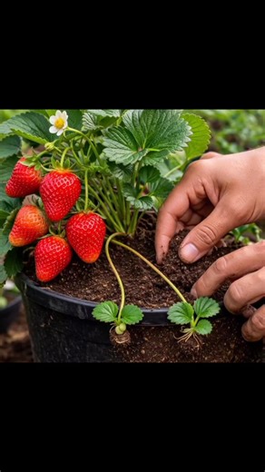New Strawberry Runners 🌱 Easy Planting Tips! #shorts #gardening #strawberry