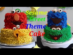 Sesame Street Theme Cake|How To Make Sesame Street Cake|No Fondant Theme Cake|2 Tier Theme Cake