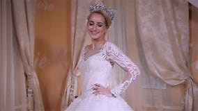 Young Gorgeous Bride. Beautiful and Fashion Bride in Luxury Interior Stock Video - Video of adult, gorgeous: 81755089