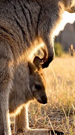 Adorable Baby Kangaroo Pops Out of Mom's Pouch #shorts #cuteanimals