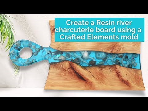 “DIY Resin River Charcuterie Board with Seashells & ‪@CraftedElements‬ silicone mold. Live edge wood.