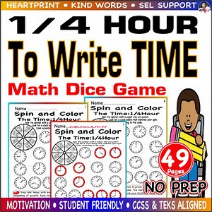 Telling Time Math Worksheets | equal half &  hour | dice color face clock games