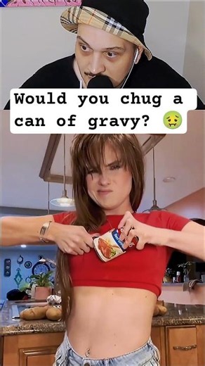 Would you chug a can of gravy? 🤢 #foodchallenge #shorts