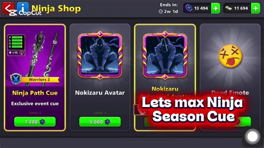 Ninja cue max done @8 Ball Pool