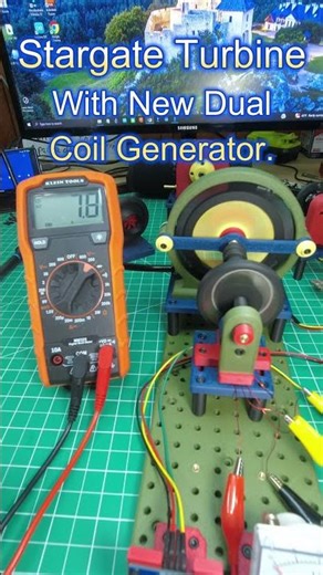 Testing Stargate Turbine with Dual Coil AC Generator. #Steam #Turbine #3DPrint