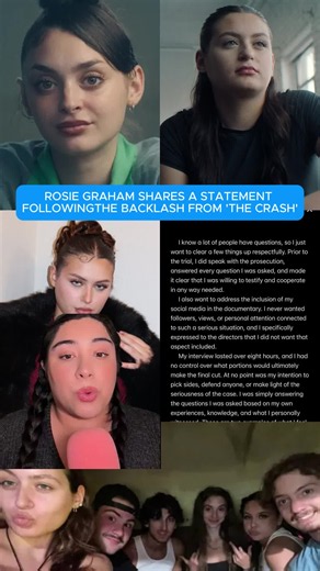 Rosie Graham shares a statement on her TikTok story regarding her appearance and backlash from The Crash:This documentary centers around Mackenzie Shirilla's case #thecrash #mackenzieshirilla #rosiegraham #thecrashnetflix #rosiegrahamstatement