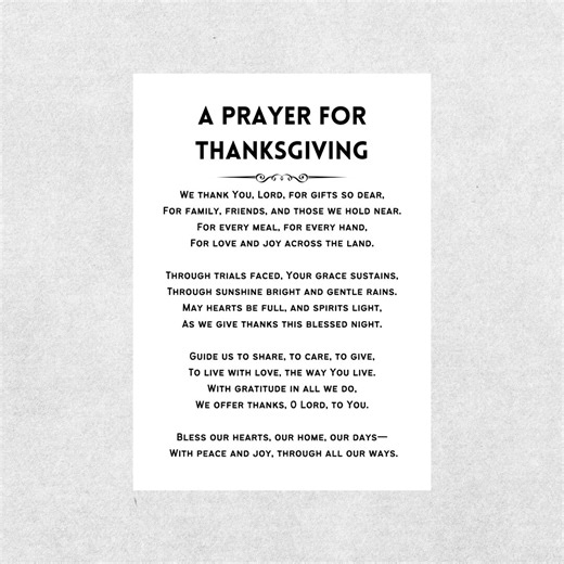 A Prayer for Thanksgiving Christian Poem Blessing Card Printable Gratitude Prayer Family Gathering Digital Download Holiday Faith Based Gift - Etsy