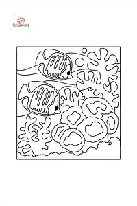 Fish on the coral reef coloring page ♥ Online and Print for Free!