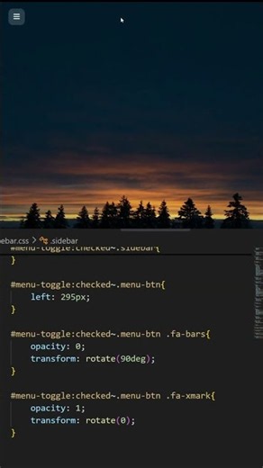 Build responsive sidebar menu using html and css #shorts #coding #webdevelopment #frontend