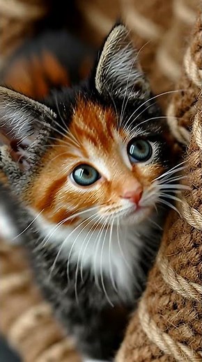 Enchanting Calico Kitten Close-Up With Expressive Eyes and Whiskers 🐾✨ #catlab