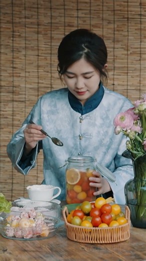 小番茄用梅子腌了一夜【海曲姑娘 Haiqu Girl】 #chinesefood #food #中国美食 【日照李子柒】