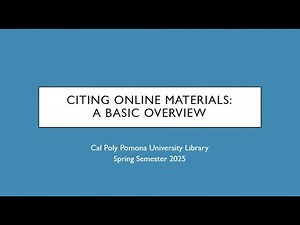 Citing Online Materials: A Basic Overview