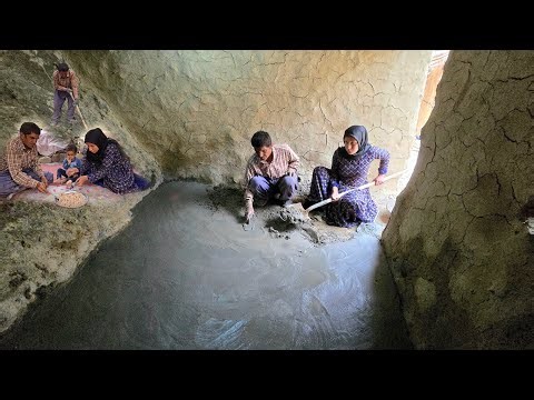 Single Mother Surviving by a Wild River | Building a Mountain Shelter Floor in Zagros