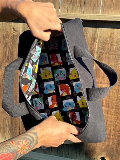 Handmade Black Canvas Duffle Bag With Contrast Lining | Gym Bag | Weekend Travel Bag | Durable Minimalist Carryall - Etsy