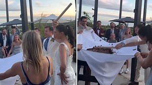 Sunrise star James Tobin shares intimate photos from his lavish wedding to partner Farrah at Junee Licorice and Chocolate Factory