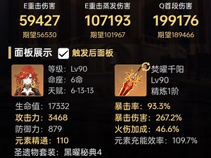 原神月之三老深渊6+1火神单通6间满星
