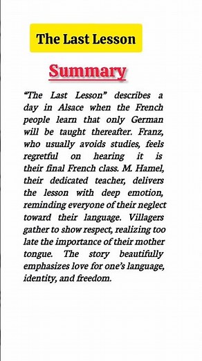 The Last Lesson Summary Class 12 English Core #Flamingo #english
