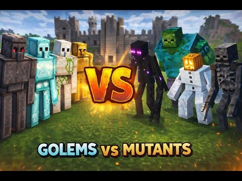 MINECRAFT GOLEMS VS MUTANTS ULTIMATE MINECRAFT BATTLE | MOB BATTLE