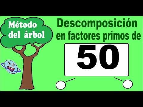 Descomposición en factores primos de 50. Método del árbol para descomponer 50 en factores primos.