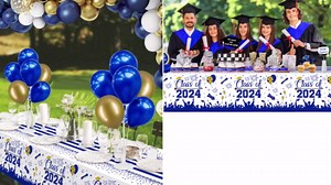 DUAIAI Graduation Party Decorations 2024, 3 Pack Large Size Class of 2024 Sign Graduation Tablecloth, 54"x108" Plastic Graduation Party Table Cover Decorations- Pink
