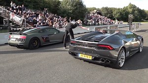Intense battle Lamborghini Huracán versus Audi R8 in speed contest