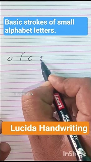 Basic strokes of small alphabet letters in' Lucida Handwriting'