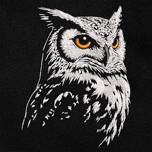 Owl Embroidery Design, Horned Owl Digital Pattern for Dark Textile, Bird of Prey Machine Embroidery File, Woodland Animal Art DIY Craft Gift - Etsy