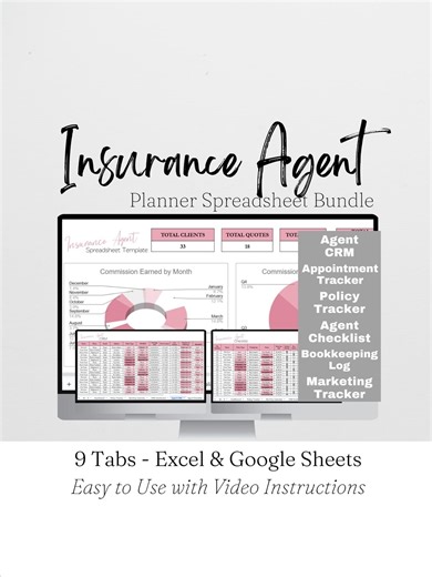 Insurance Agent Business Template Bundle Google Sheets, Life Insurance Agent Client Tracker Excel, Auto Insurance Business, Insurance Sales - Etsy