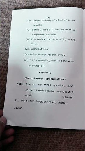 BSC 3rd Semester Mathematics Paper 2025| Most Important Questions