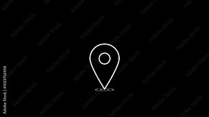 GPS Location icon tracking animated on black background. Location pin point animation.