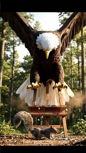 Cute Squirrel Draws an Eagle… But the Painting Comes ALIVE! 😳🎨